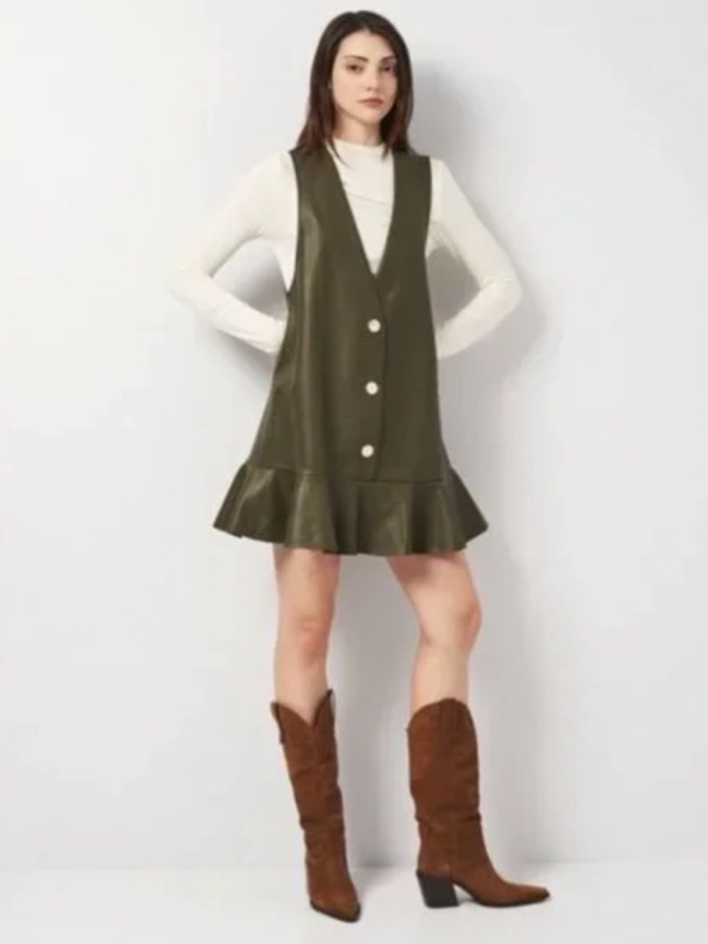 Zara Faux Leather Jumper Mini Dress Size Small